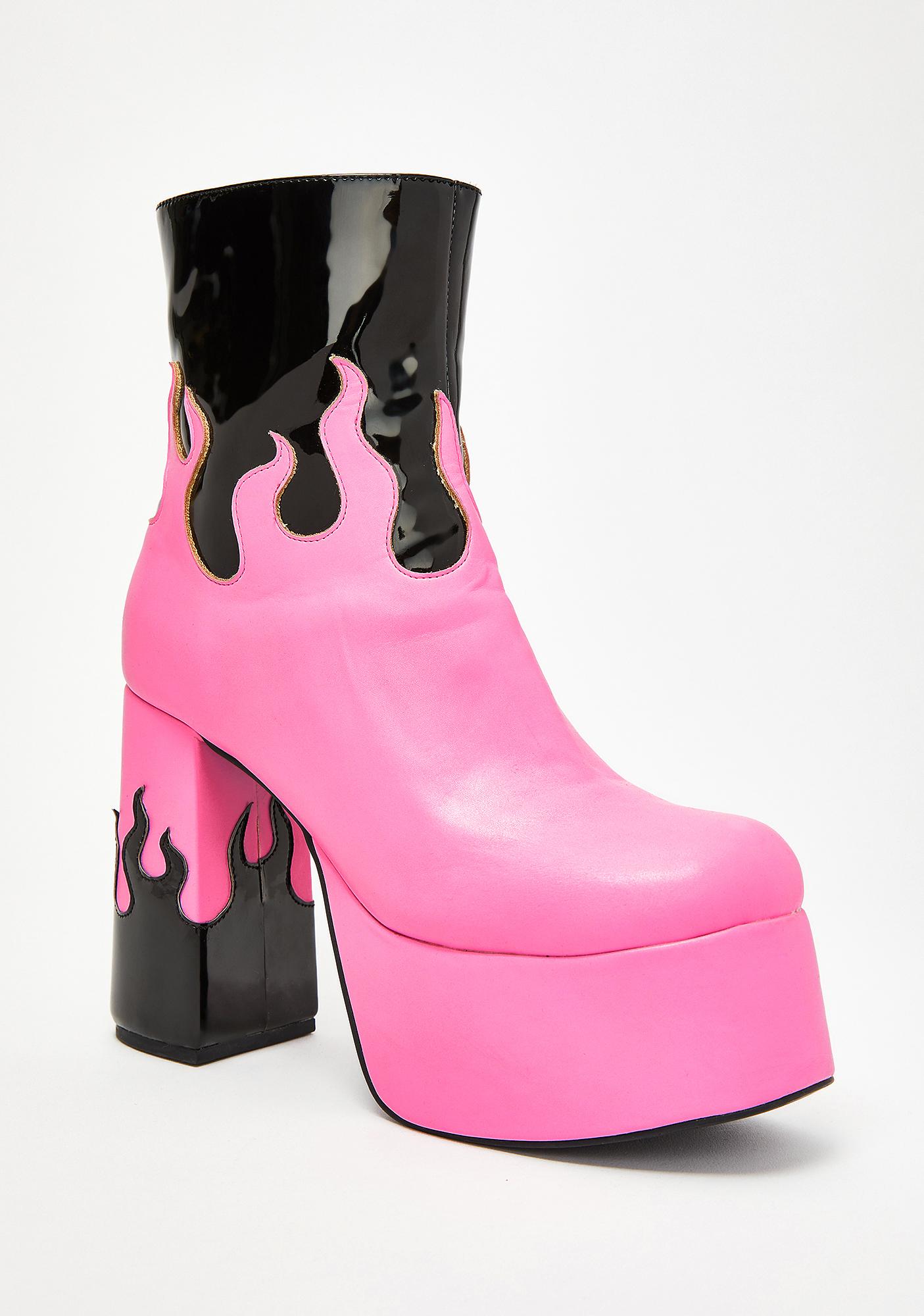 pink platform boots