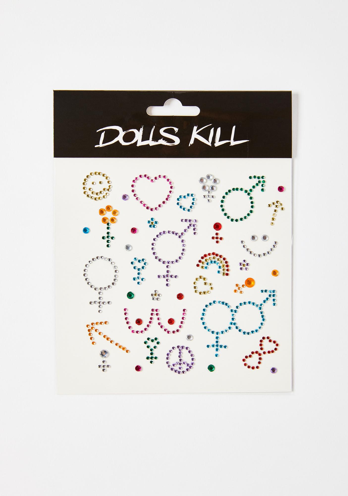 Rainbow Pride Face Gems Dolls Kill