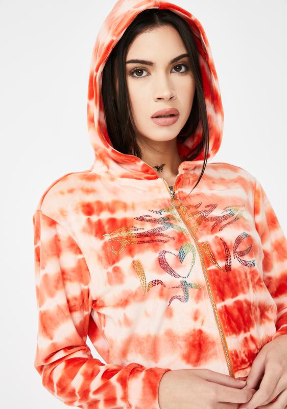 pink and orange tie dye hoodie