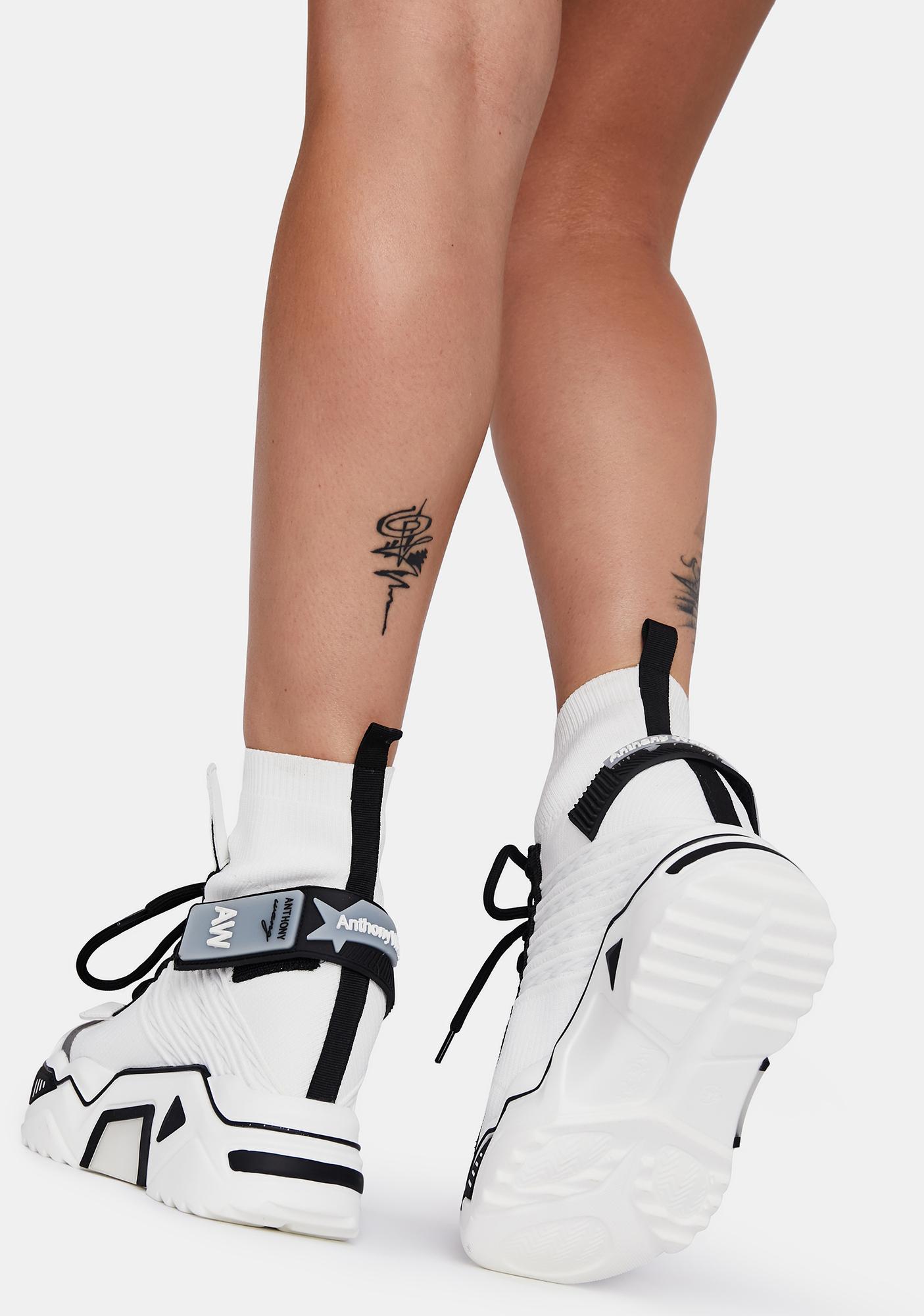 Anthony Wang White Clout Chasin' Platform Sneakers | Dolls Kill