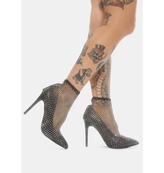 Rhinestone Bling Heels With Pointed Toe Black Dolls Kill