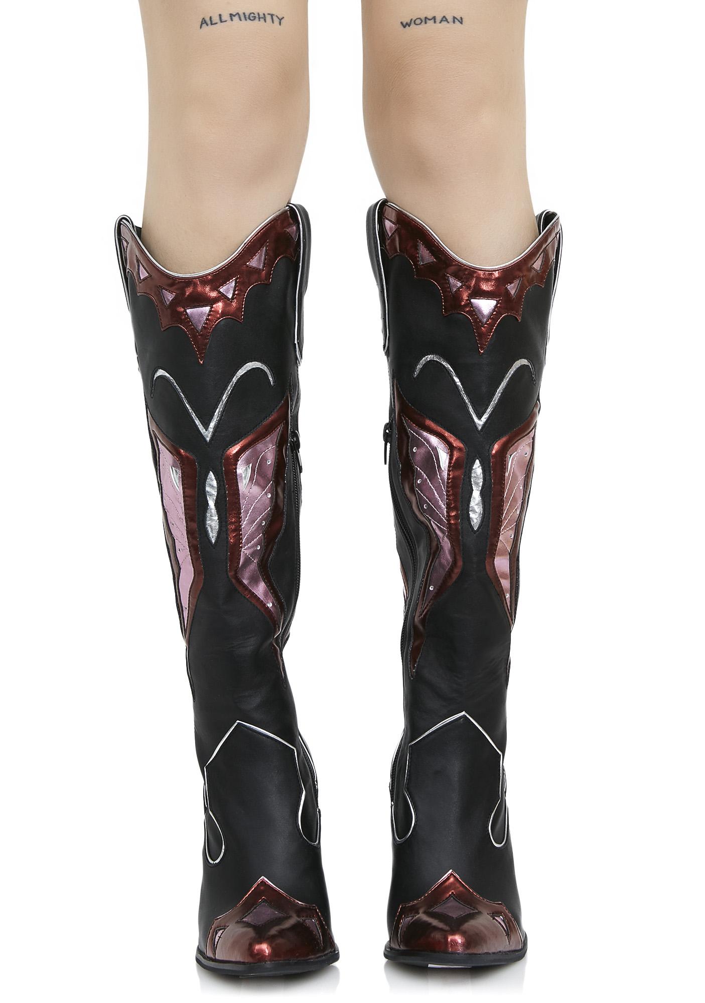 Current Mood Painted Lady Cowboy Boots | Dolls Kill