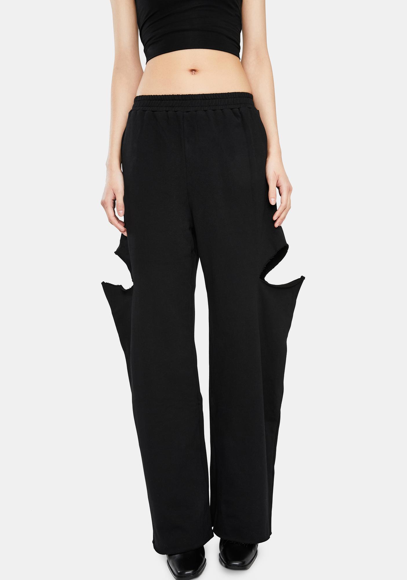 black ripped sweatpants