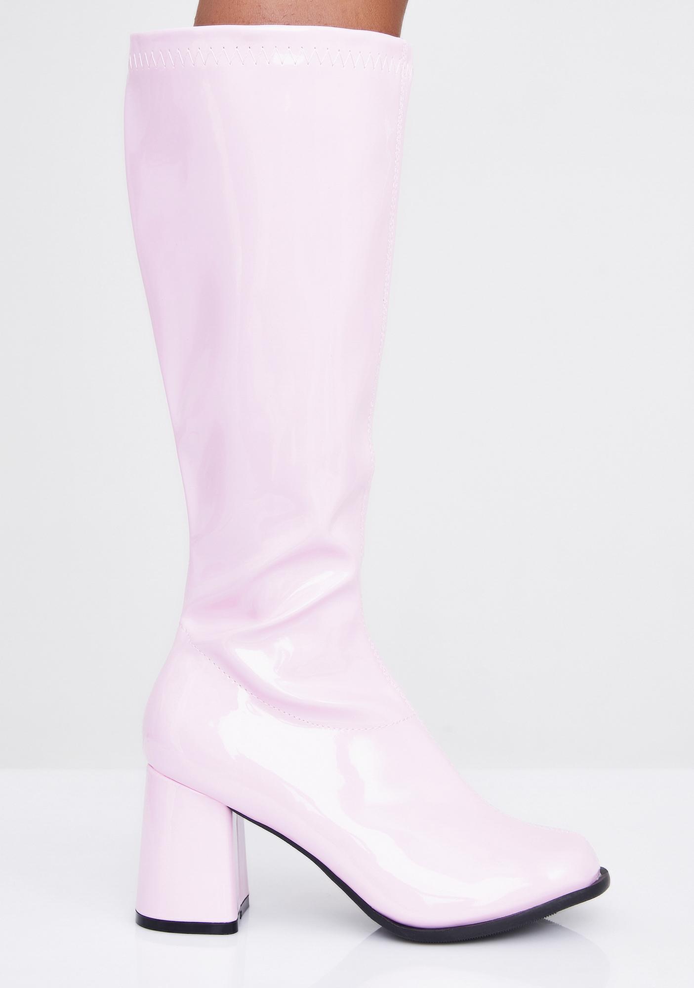 Halloween Pink Patent Go-Go Boots | Dolls Kill