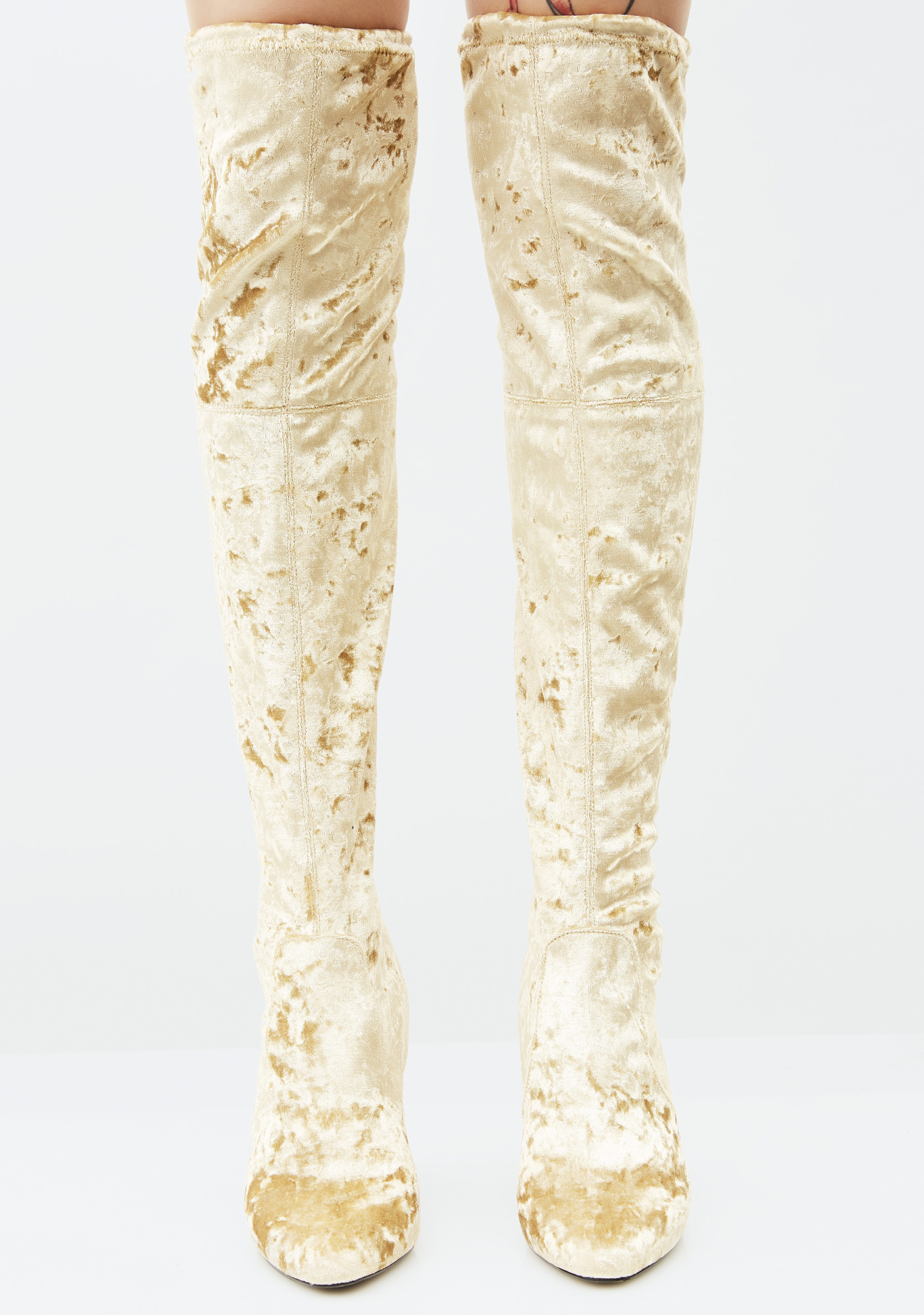 gold velvet boots
