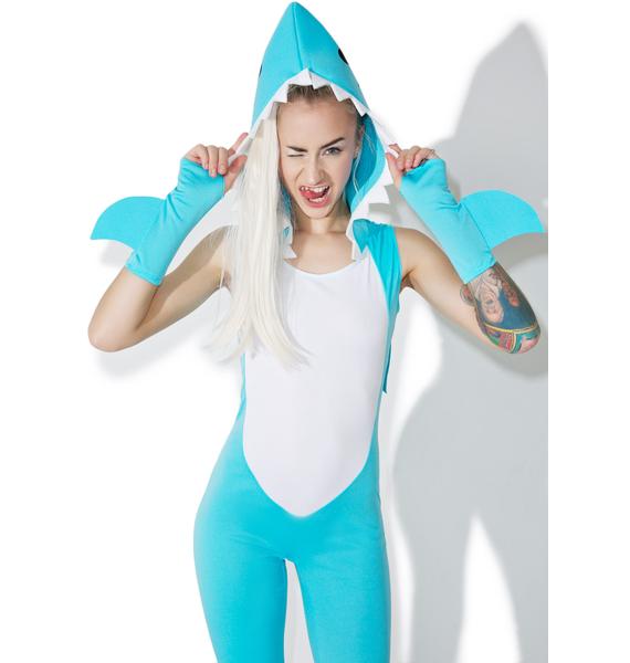 Adult Party Shark Jumpsuit Costume | Dolls Kill