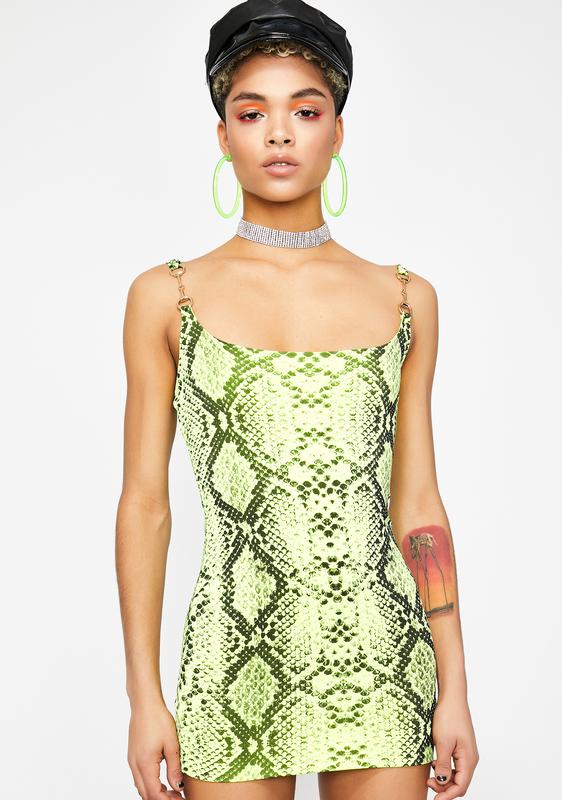 neon snakeskin dress