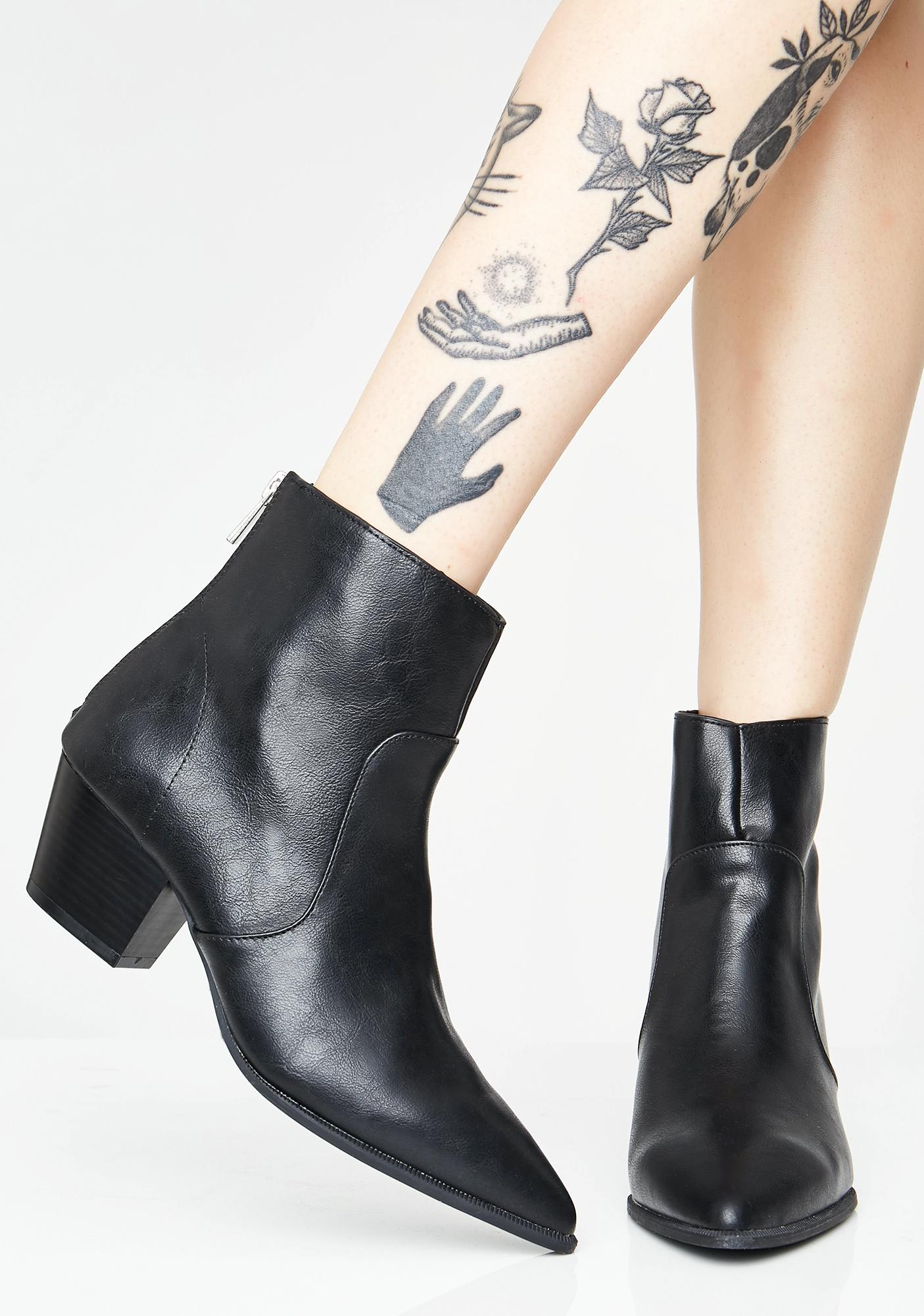 Black Pointed Toe Ankle Booties | Dolls Kill