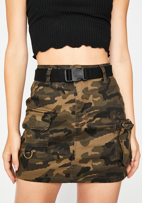 Belted Cargo Mini Skirt Camo | Dolls Kill