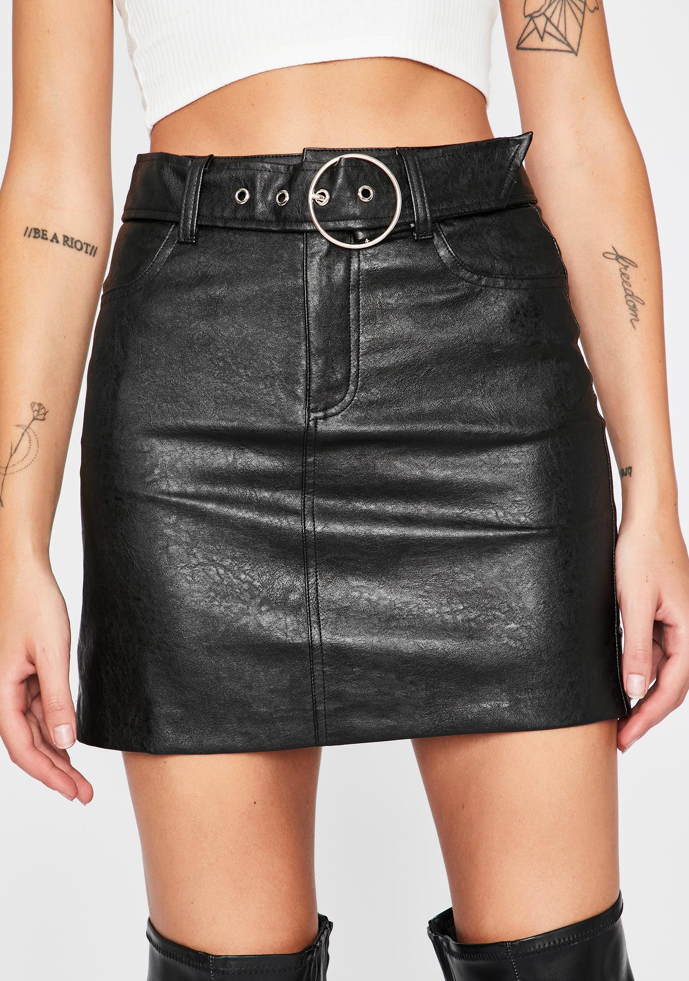Belted Vegan Leather Mini Skirt | Dolls Kill