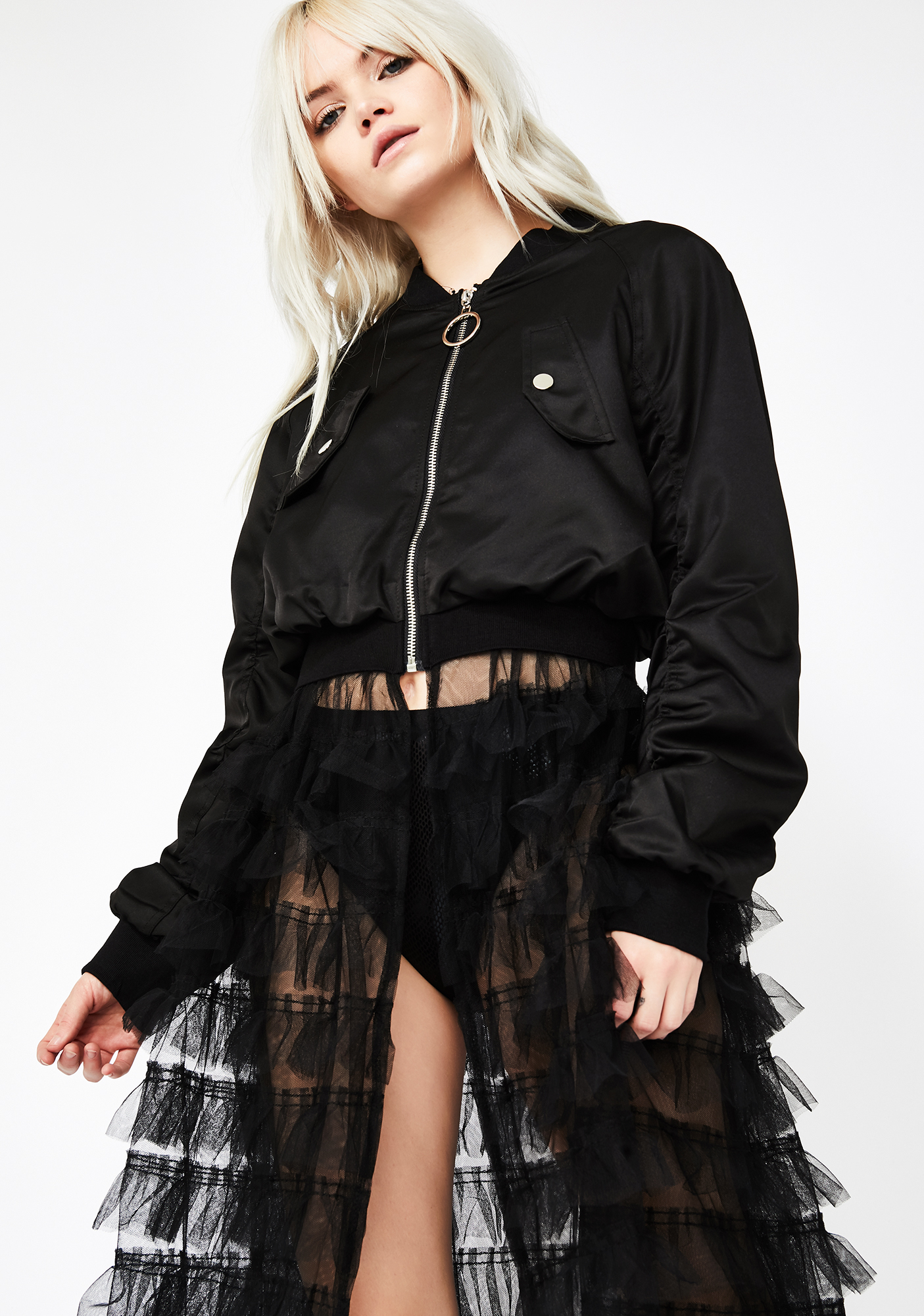 tulle bomber jacket