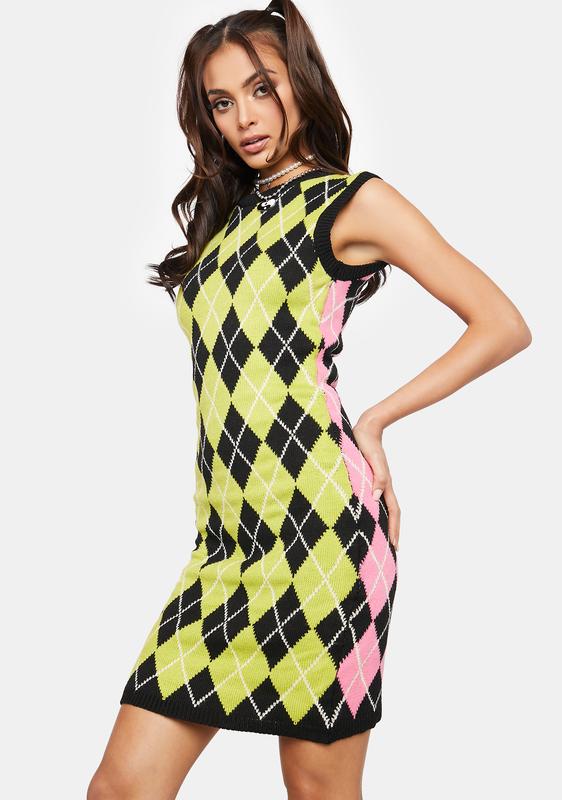 argyle sweater dress