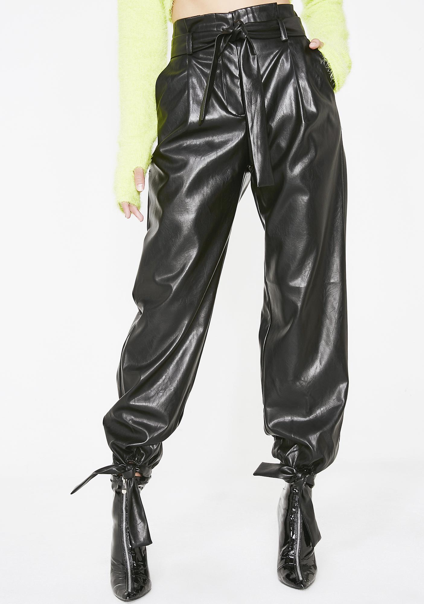 high waisted pvc trousers