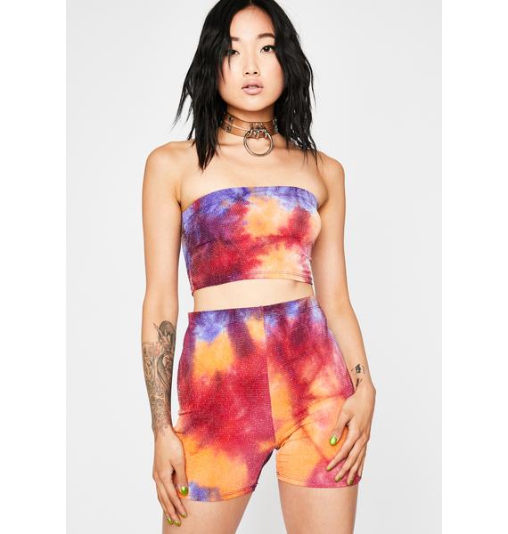 tie dye biker shorts and shirt set