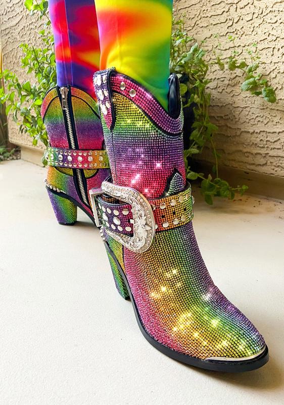 rainbow snakeskin boots
