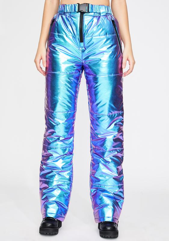 metallic snow pants