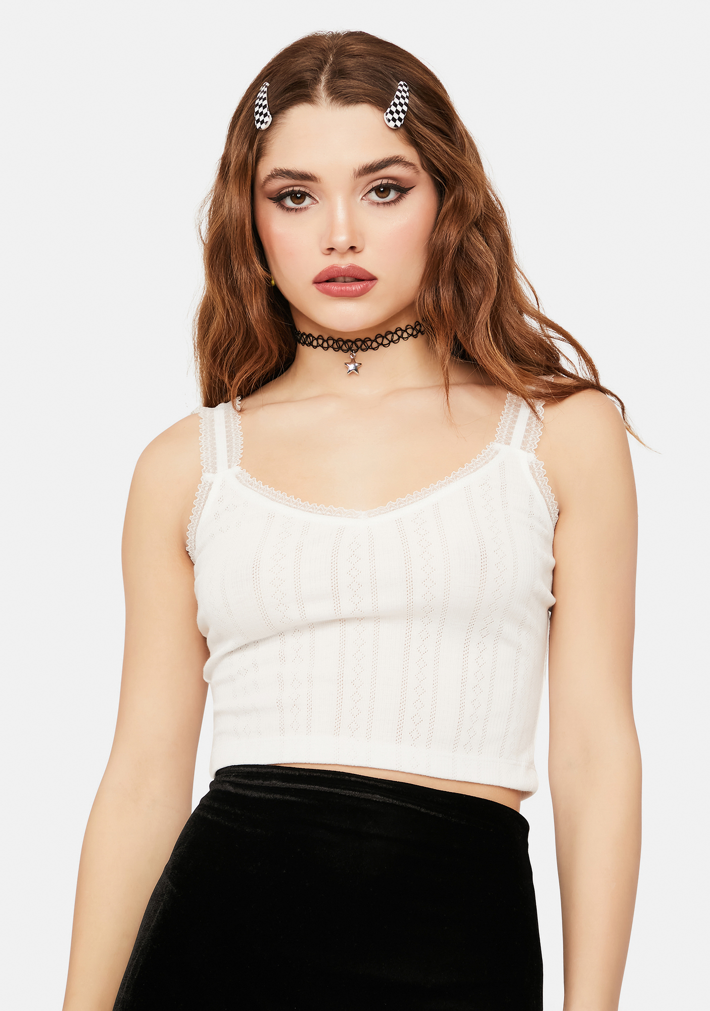 Re Named White Pointelle Lace Strap Cami Dolls Kill