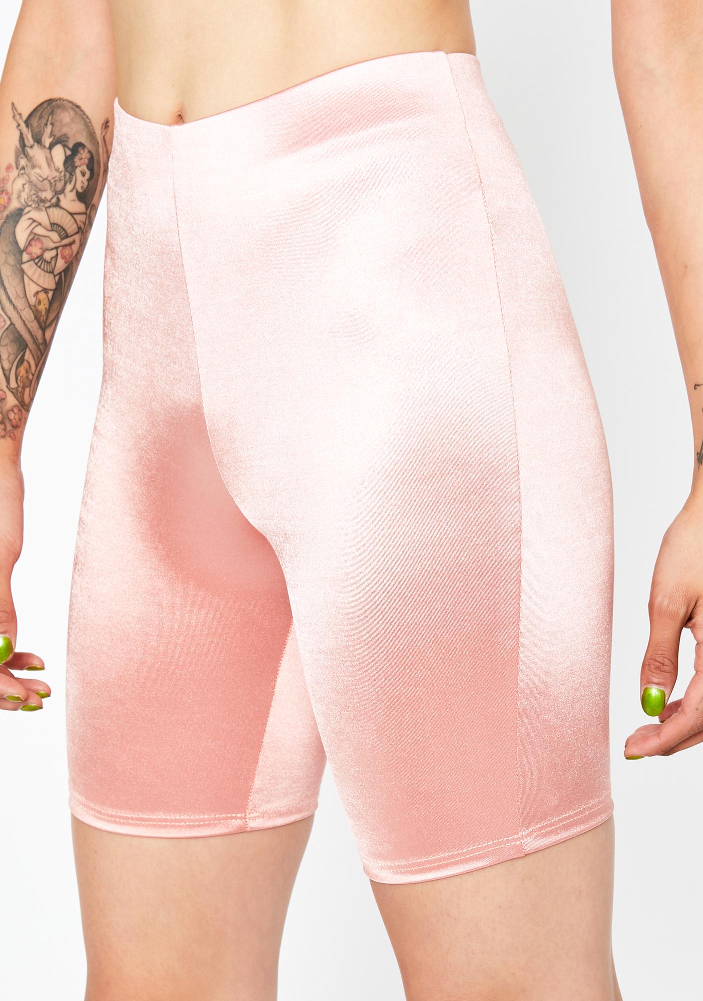Pink Satin Biker Shorts | Dolls Kill