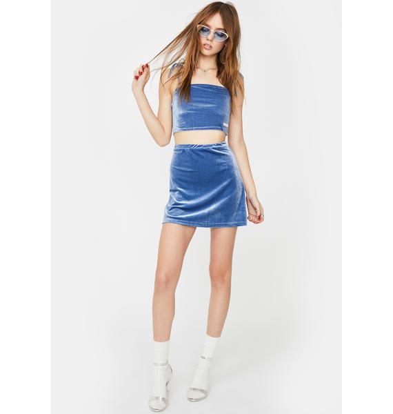 ZEMETA Sky Blue Velvet Skirt Set | Dolls Kill ZEMETA Sky Blue Velvet Skirt Set | Dolls Kill