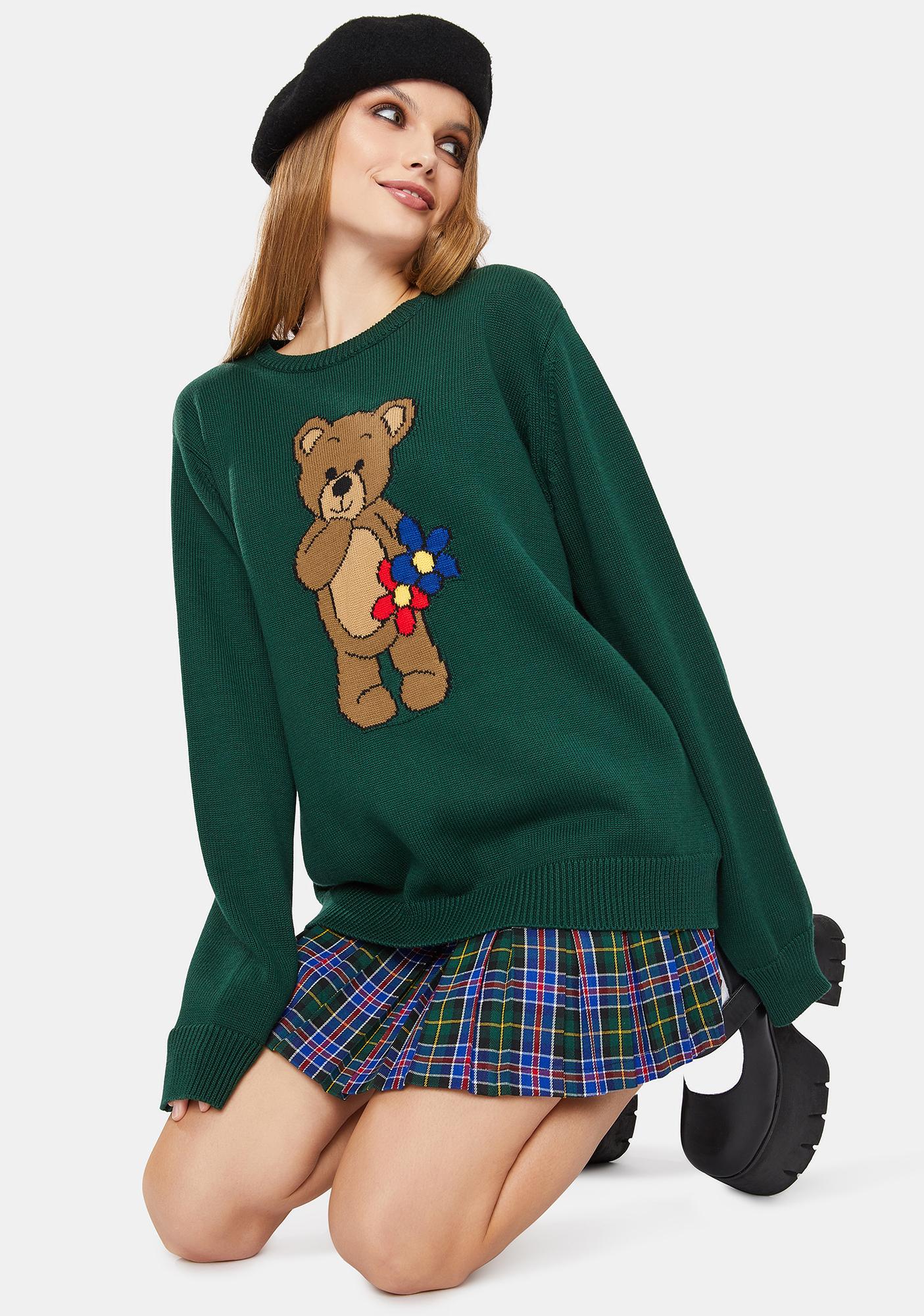 red teddy bear jumper
