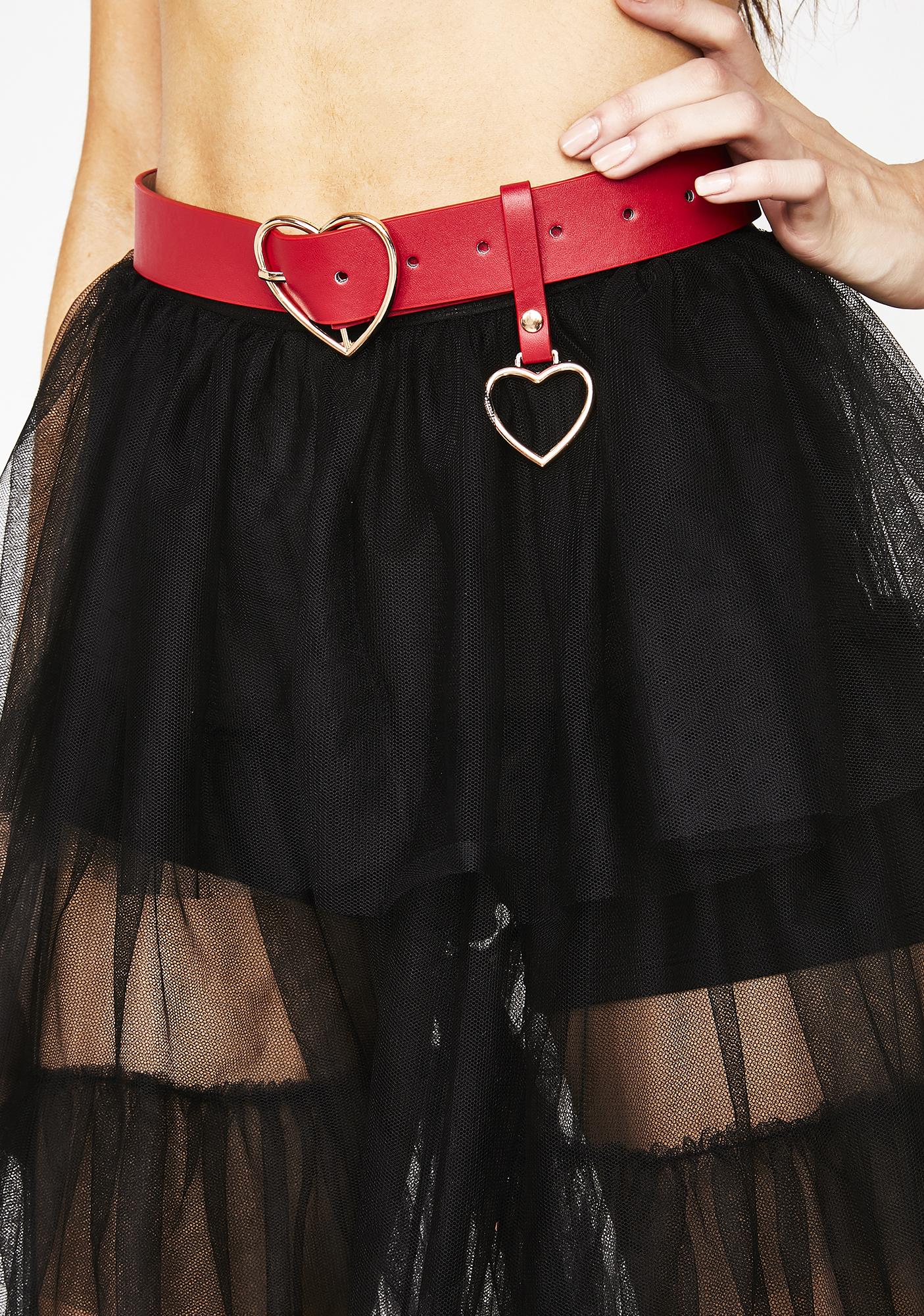 Red Gold Heart Buckle Belt | Dolls Kill