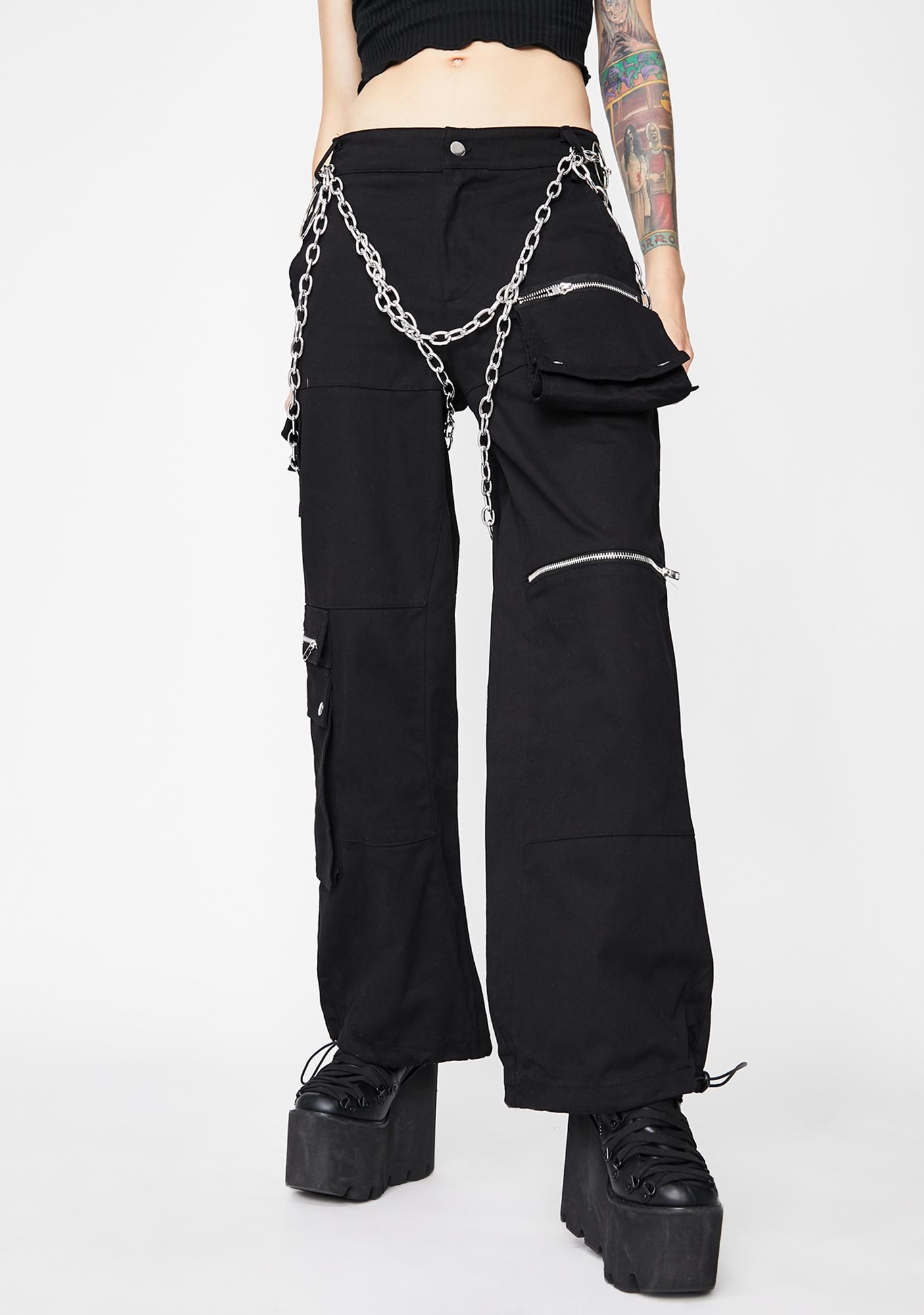 black cargo pants with chain