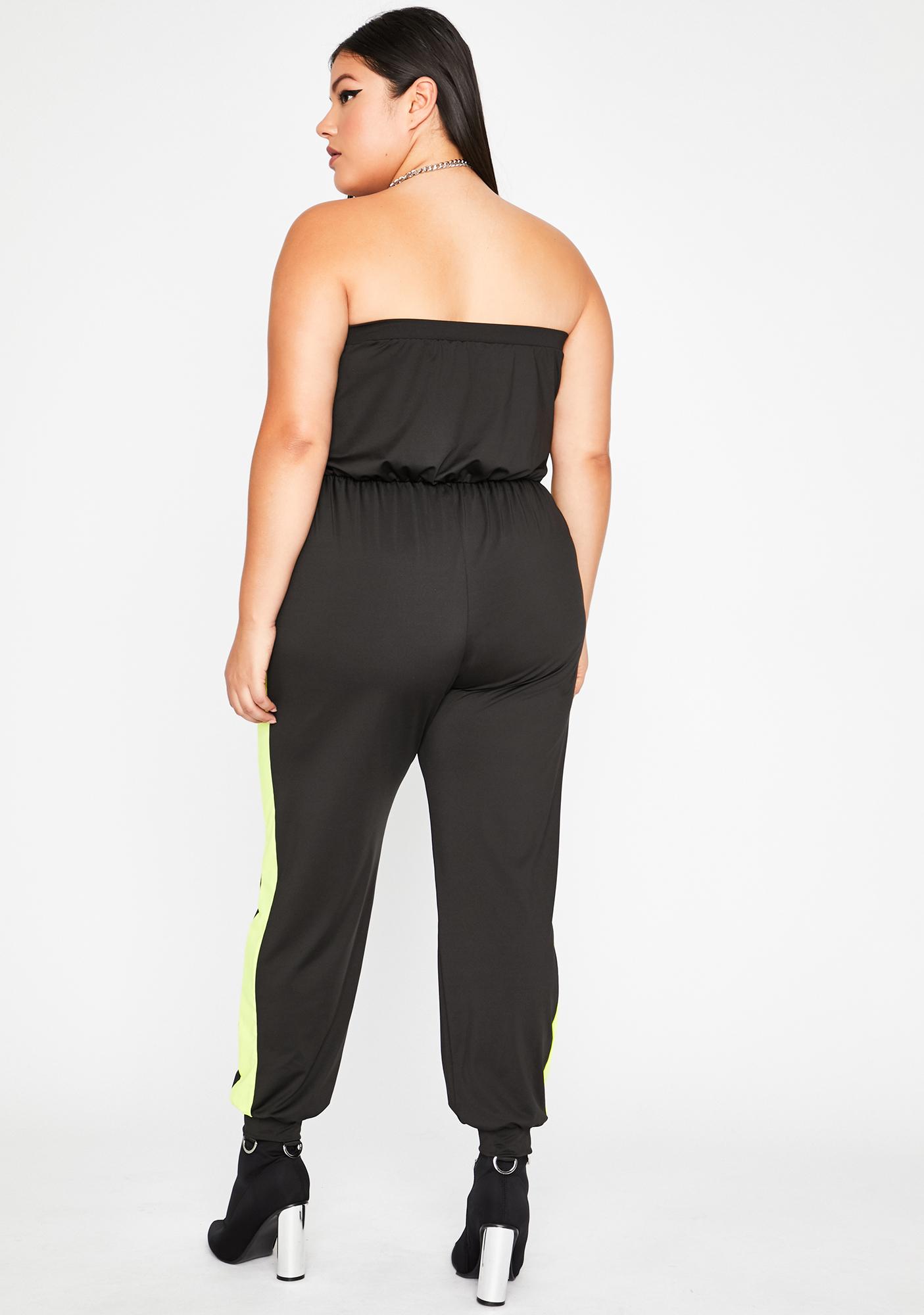 Plus Size Neon Side Stripe Strapless Jumpsuit Dolls Kill 2239