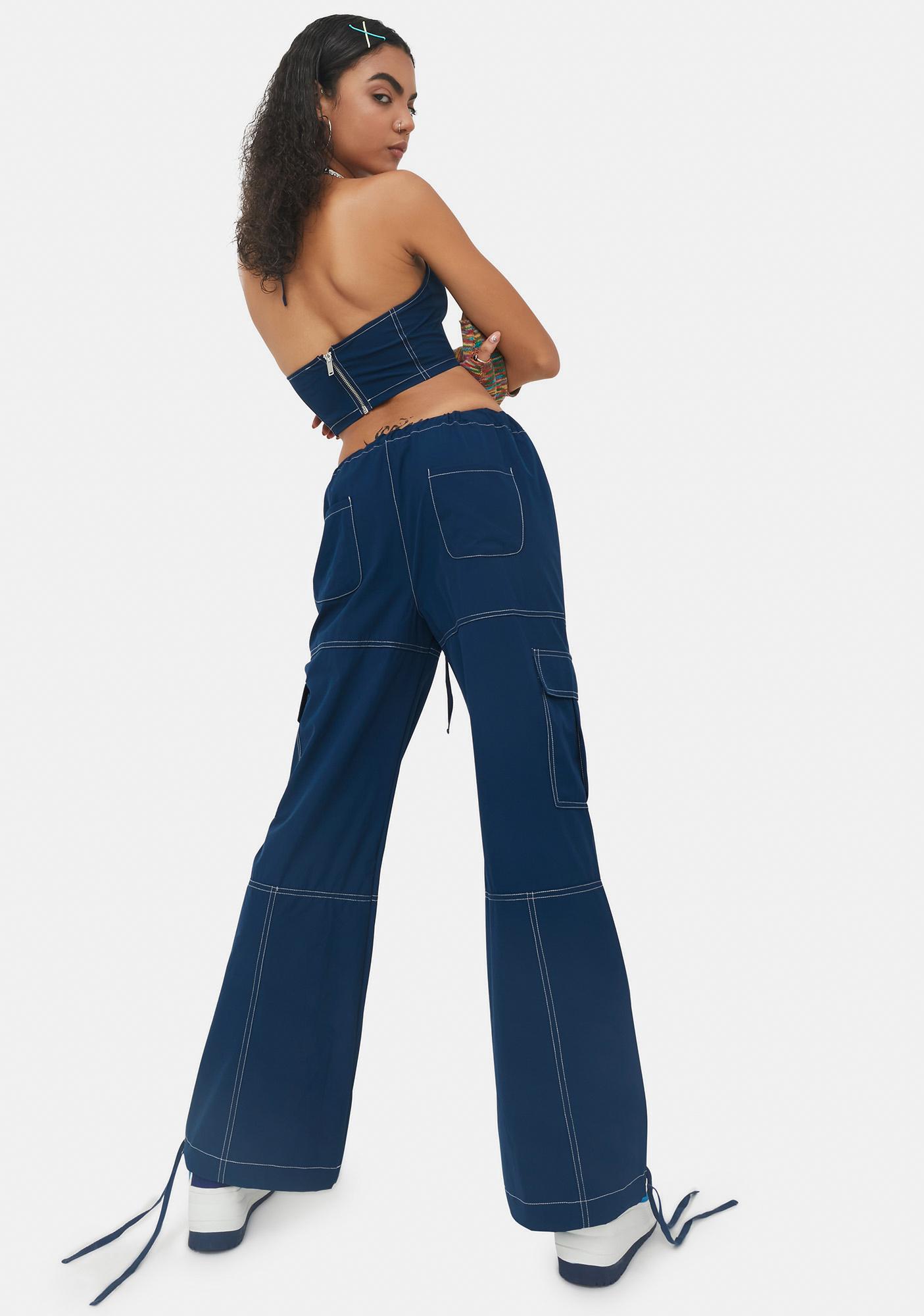 Delia's Nylon Cargo Pants Navy Blue Dolls Kill