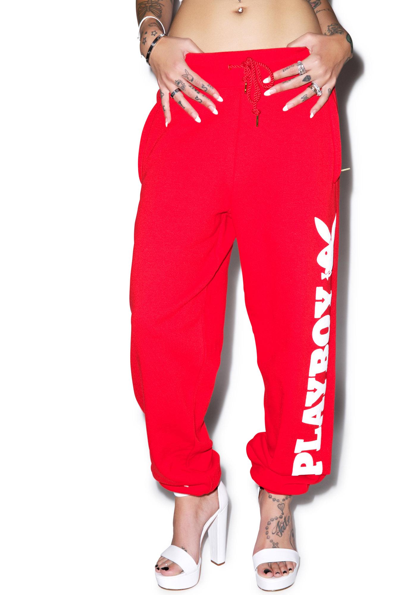 playboy sweatpants womens black