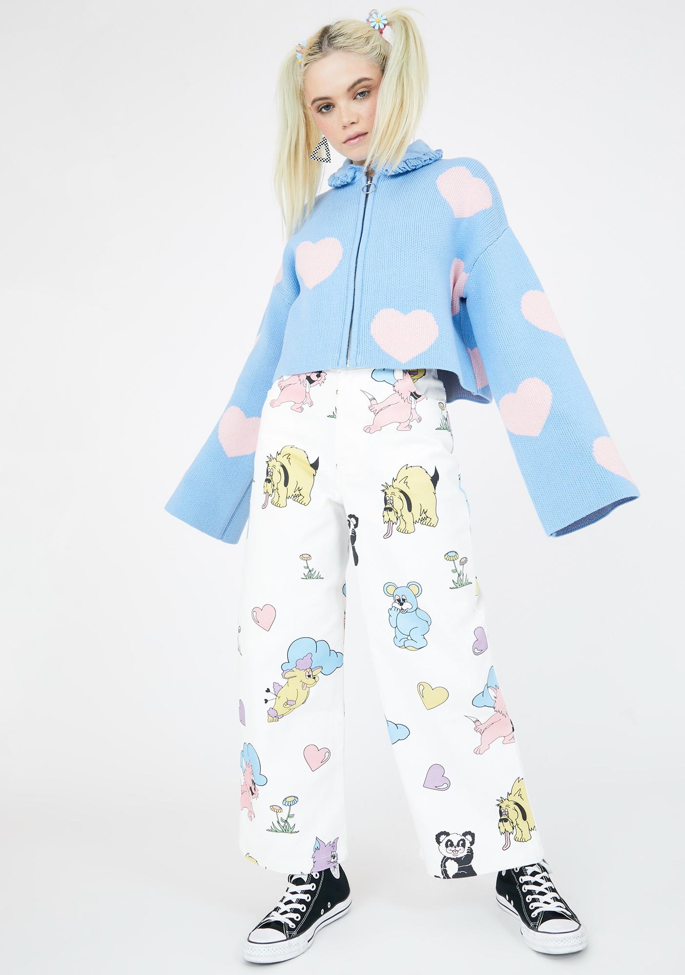 lazy oaf love me forever zip up cardigan