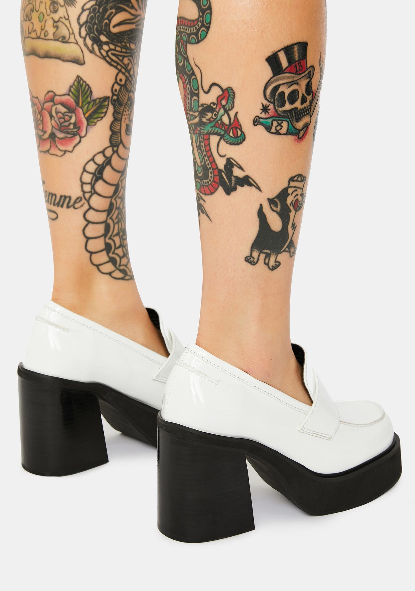 Delia's Patent Heeled Loafer White Dolls Kill