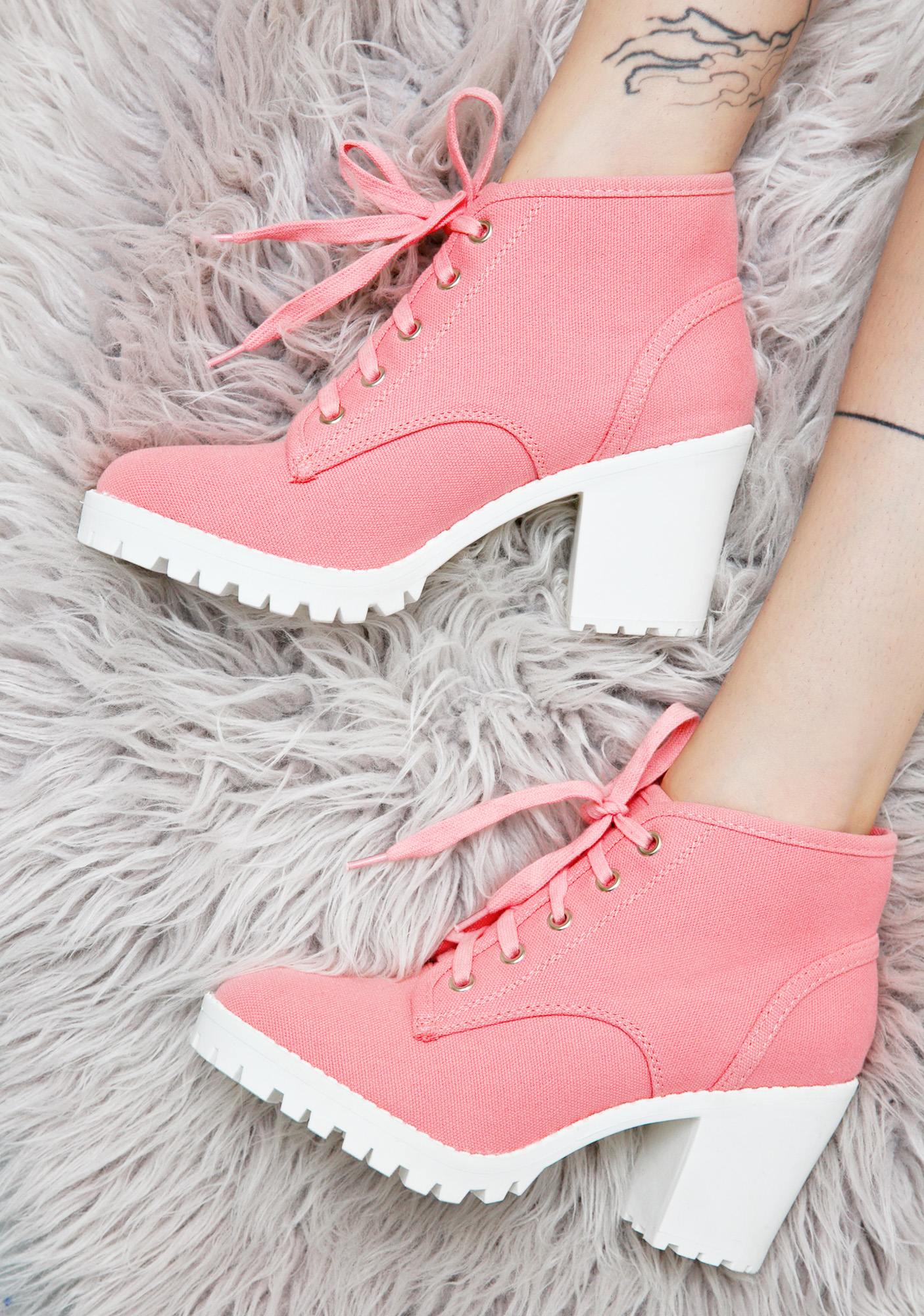 pink platform booties