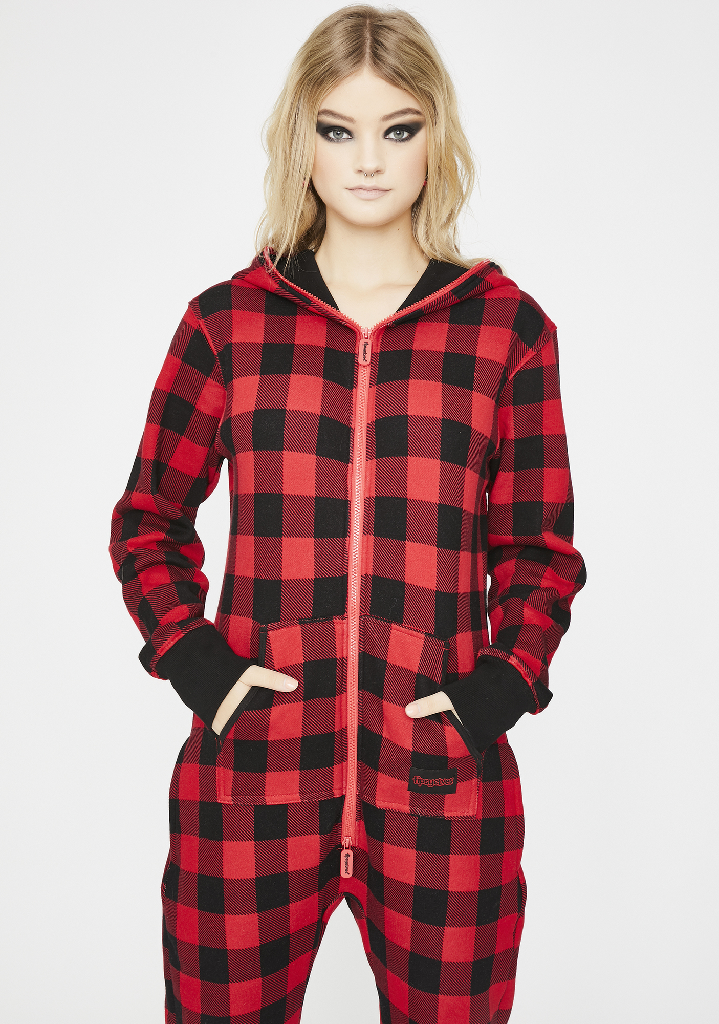 Tipsy Elves Buffalo Plaid Jumpsuit Dolls Kill
