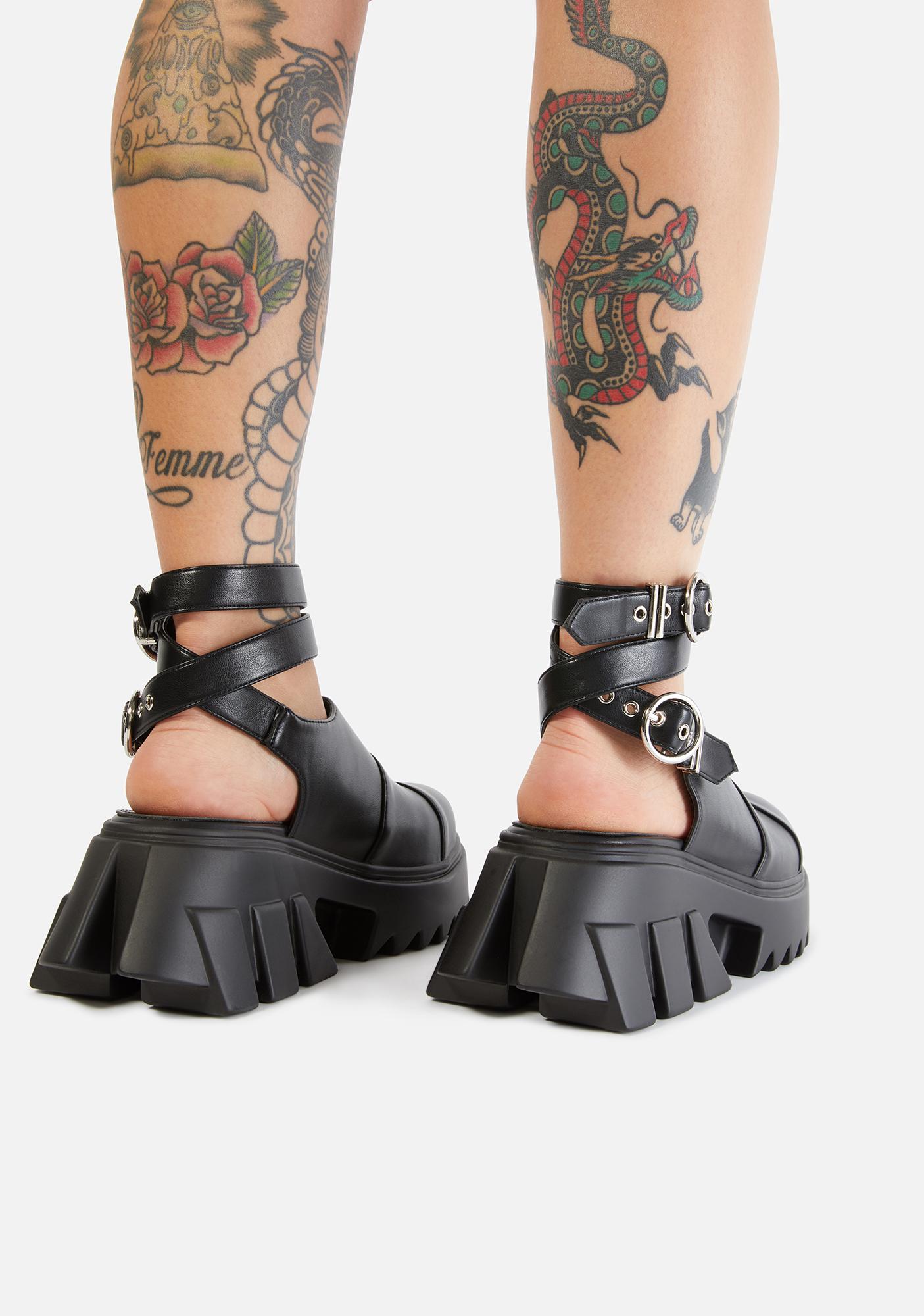Lamoda Close Toe Platform Sandals - Black | Dolls Kill