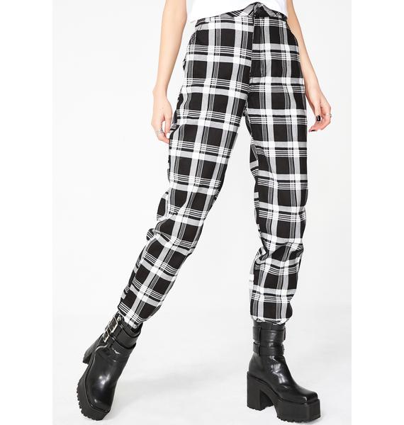 black and white plaid joggers