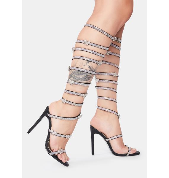 black butterfly high heels