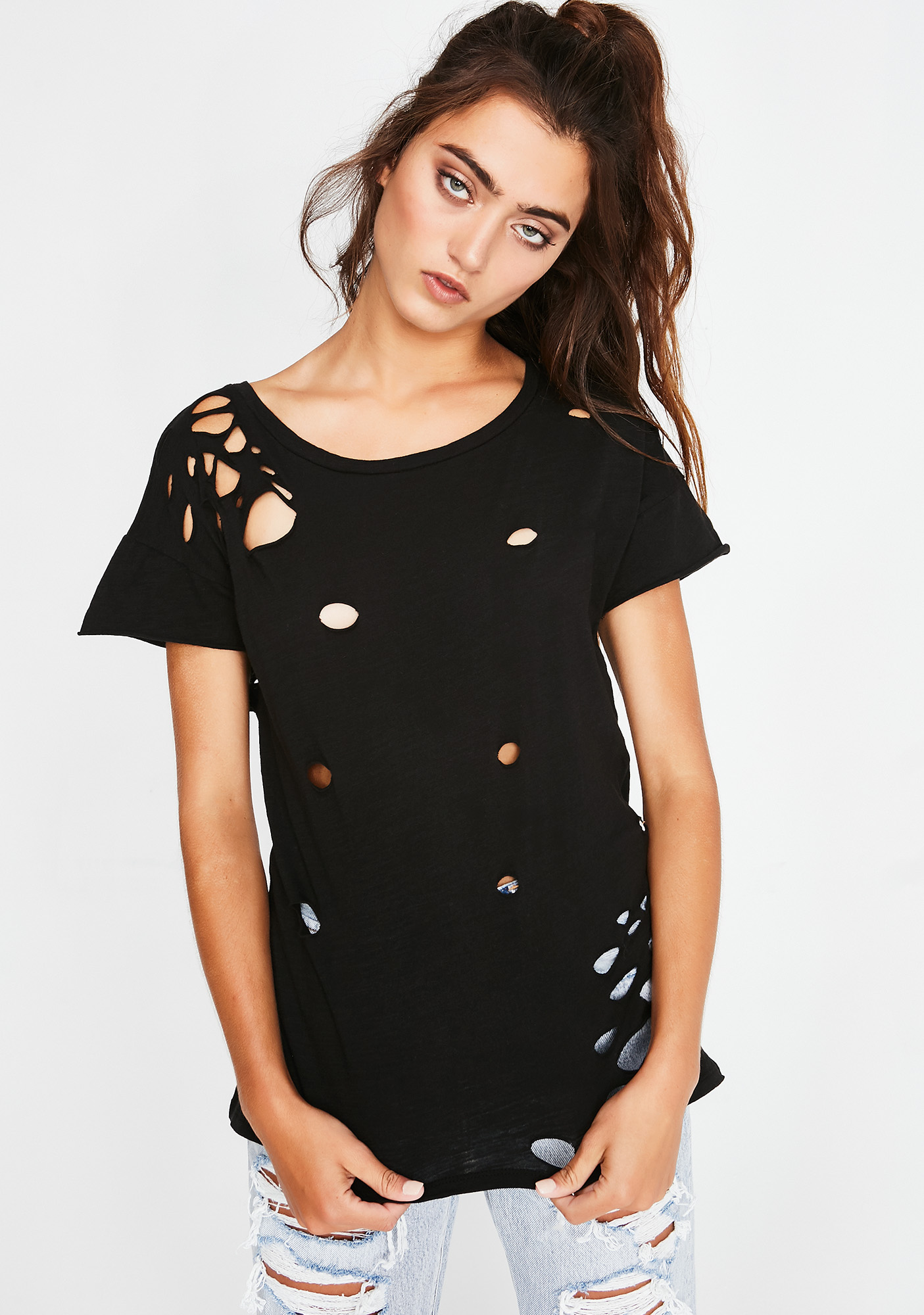Black Distressed T Shirt Dolls Kill