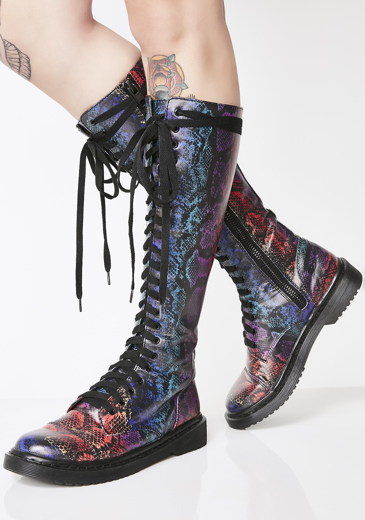 rainbow snakeskin boots