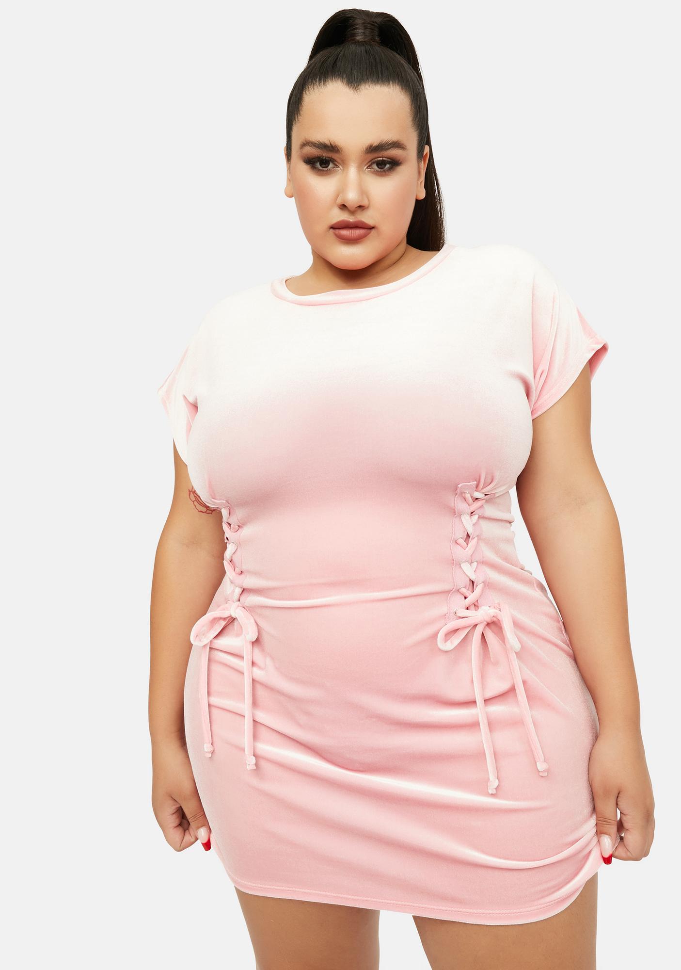 plus size pink mini dress