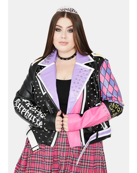 plus size red moto jacket