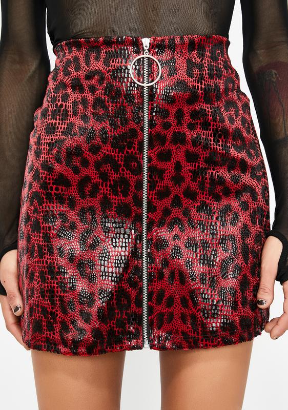 red leopard mini skirt