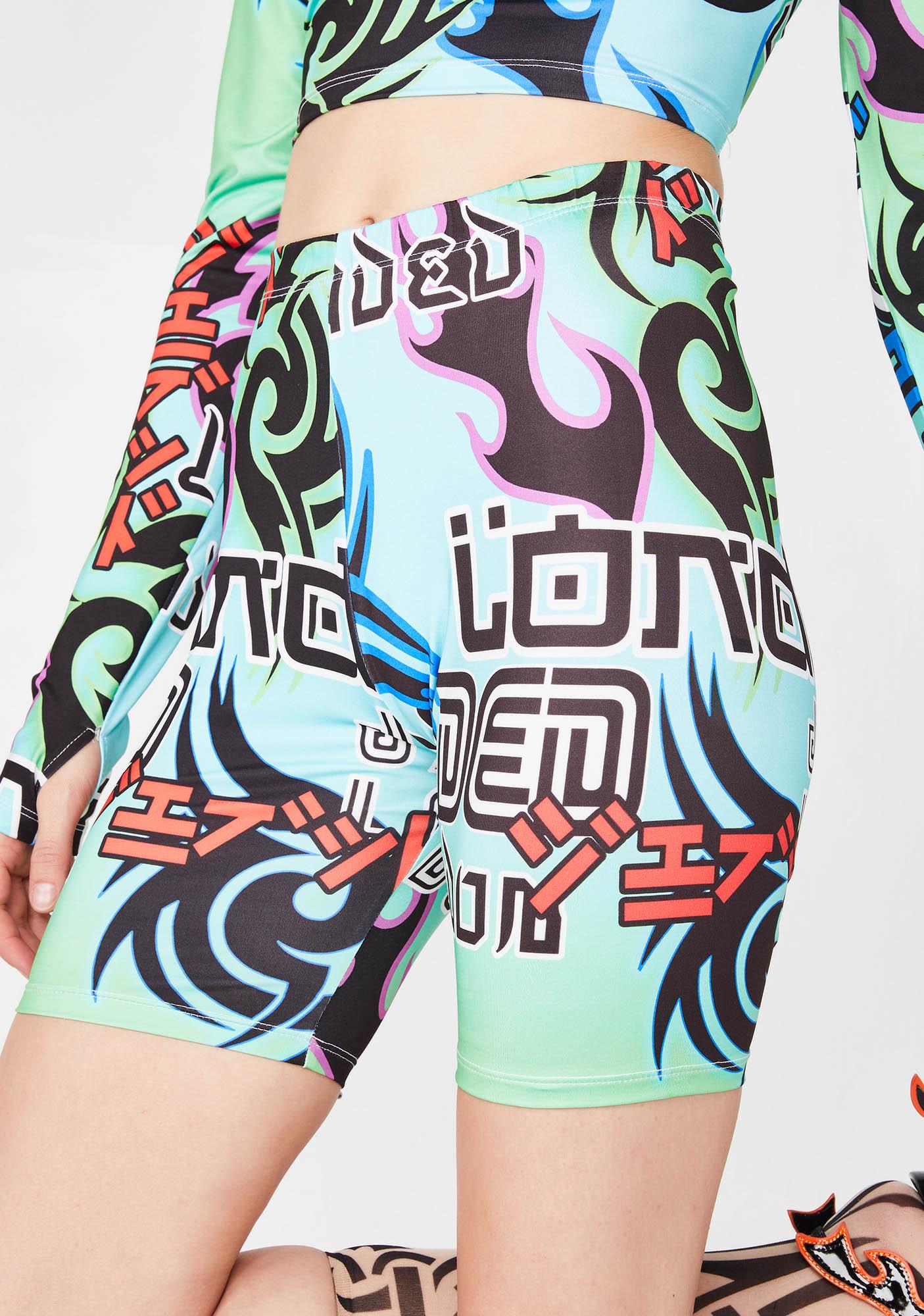 multi coloured cycling shorts