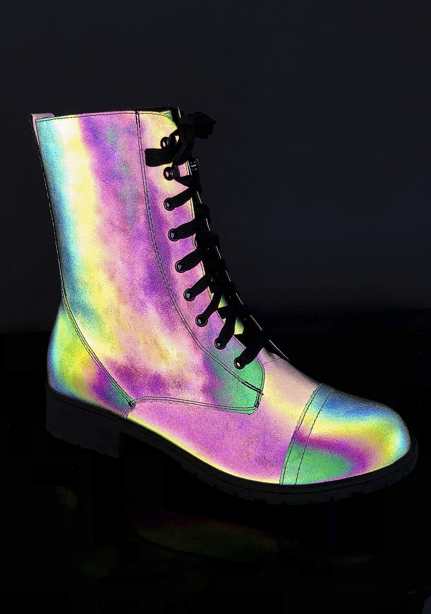 Rainbow Reflective Combat Boots | Dolls 