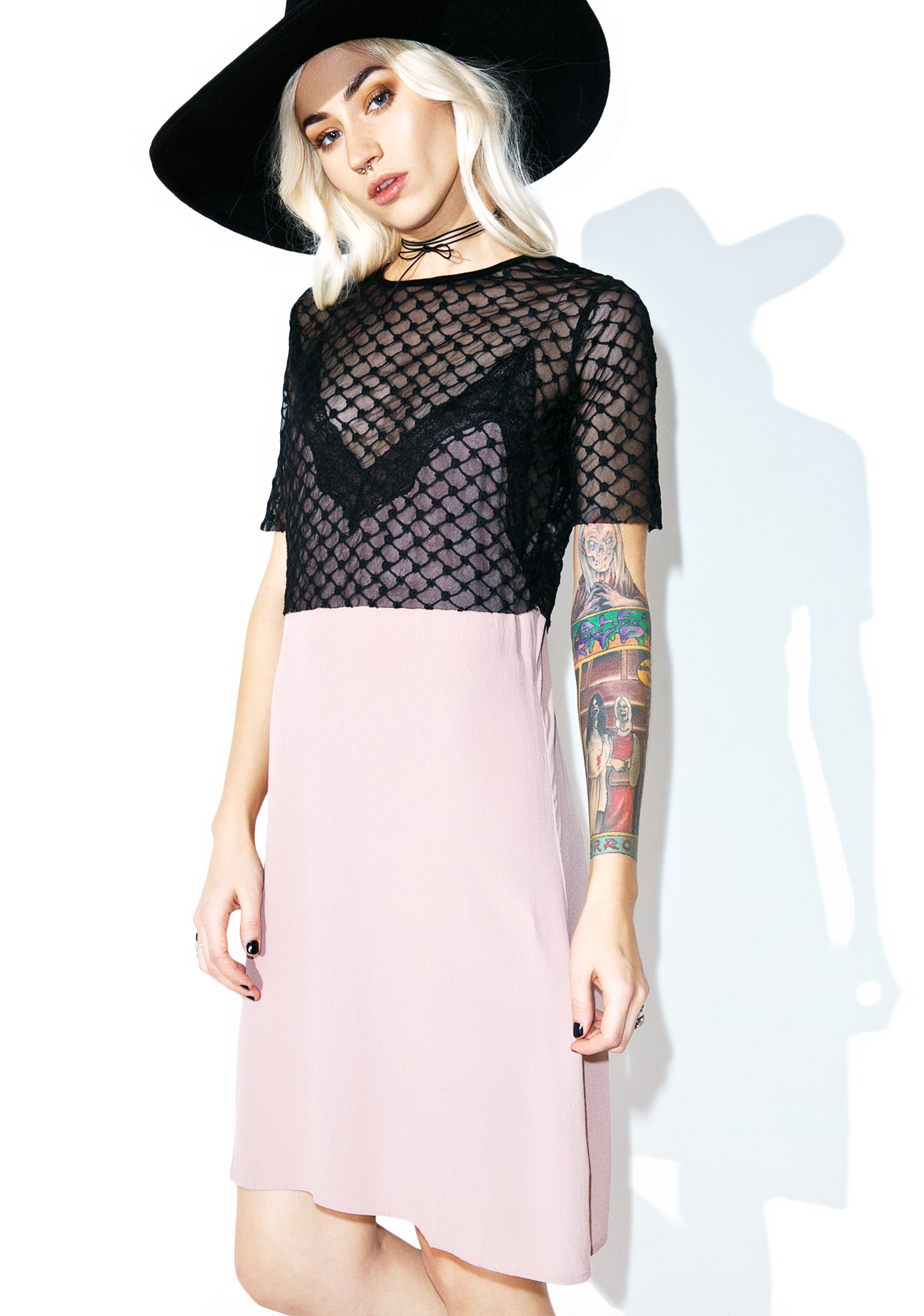 Pink Mesh Shirt Overlay Slip Dress | Dolls Kill