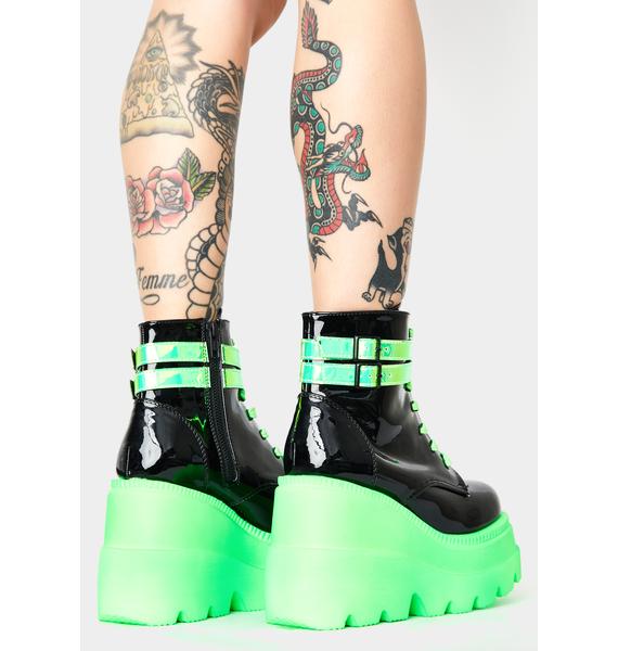 neon green ankle boots