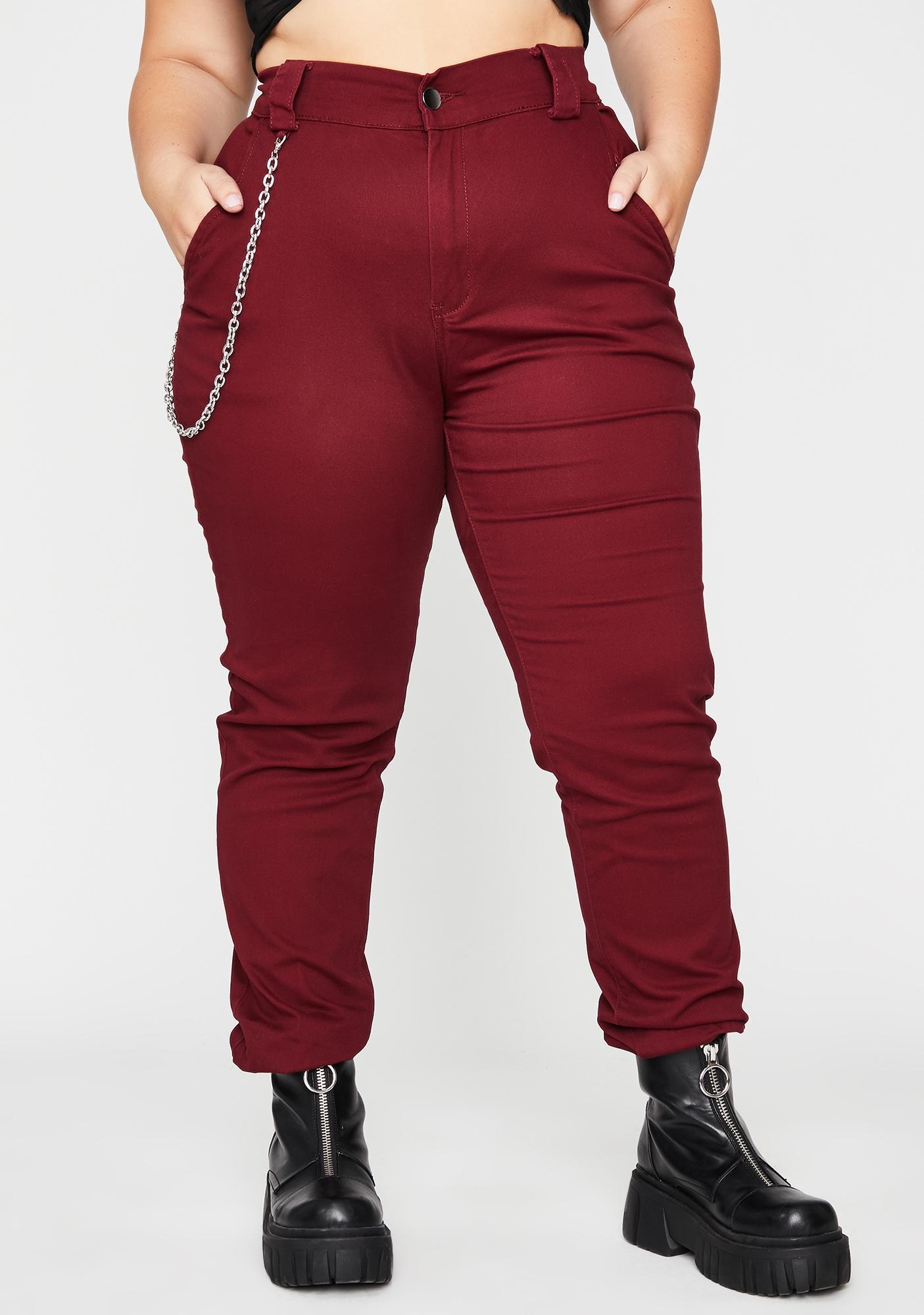 red cargo pants with chain