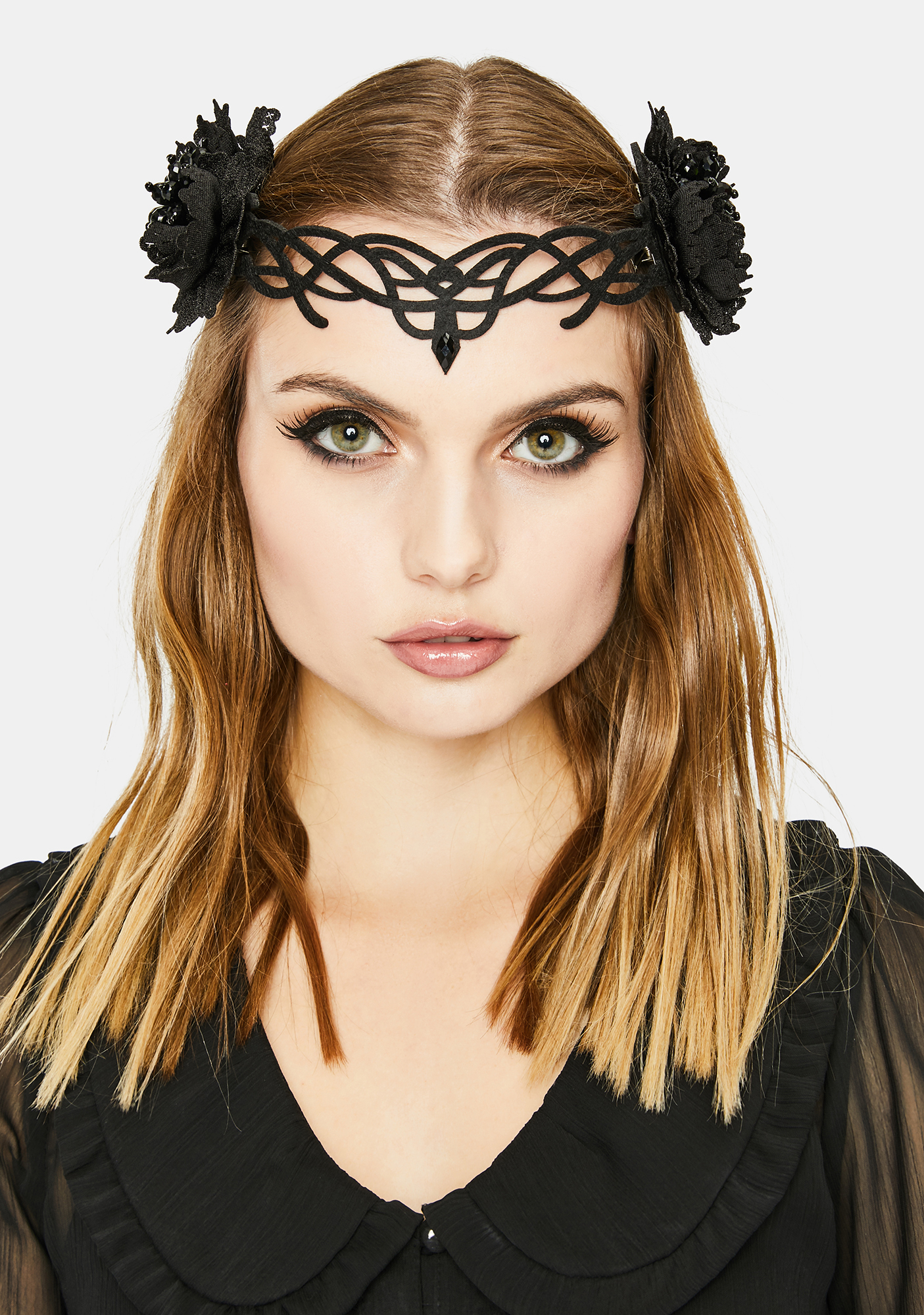 Intricate Gothic Flower Headband Black Dolls Kill
