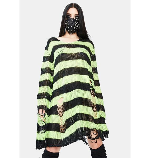 Halloween Stripes Sweater Costume - Green/Black | Dolls Kill