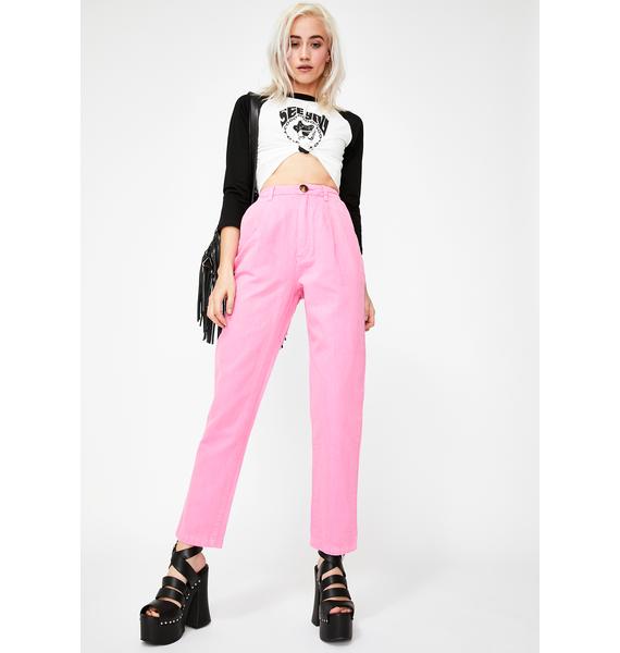 hot pink linen pants