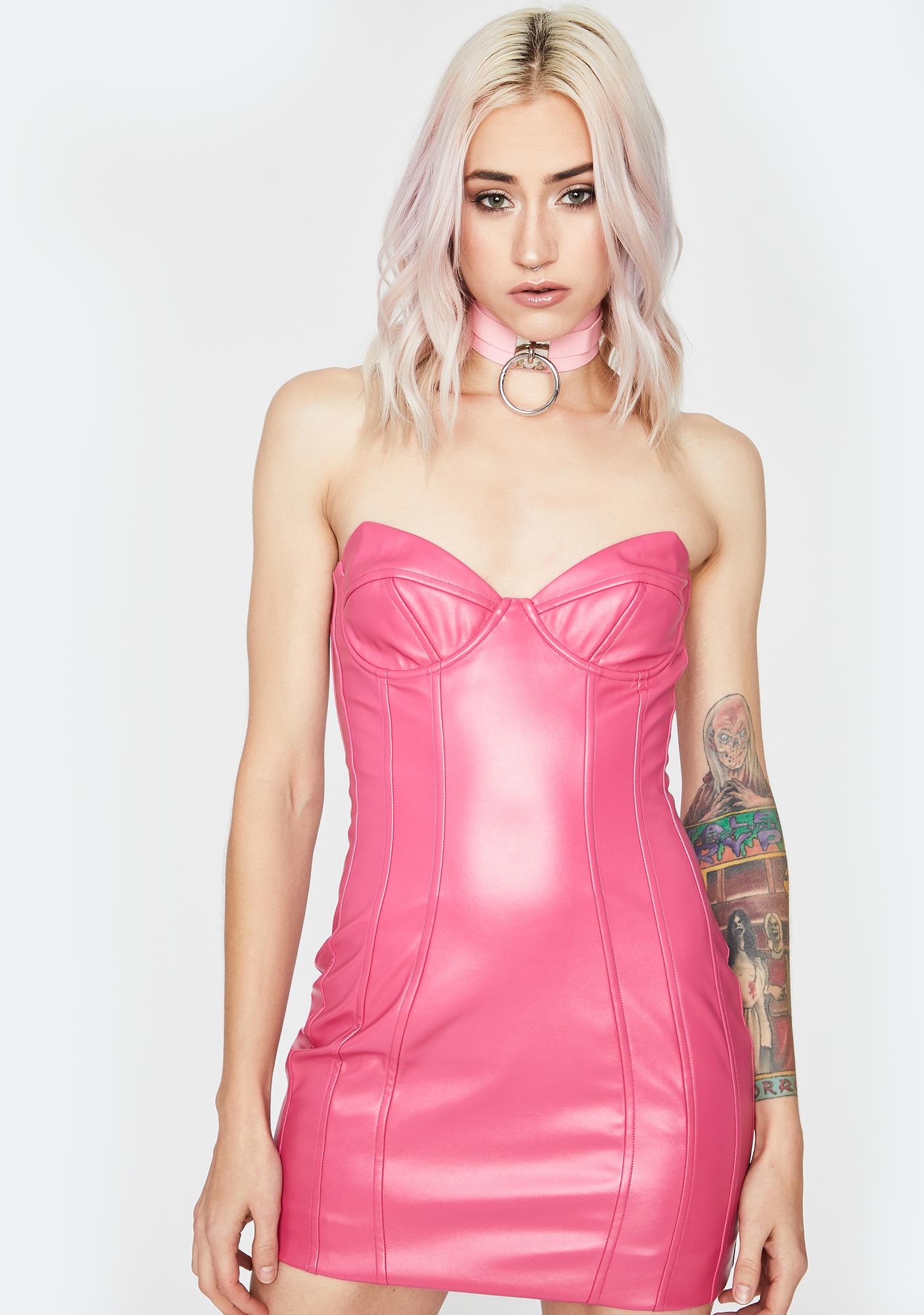 pink strapless bodycon dress